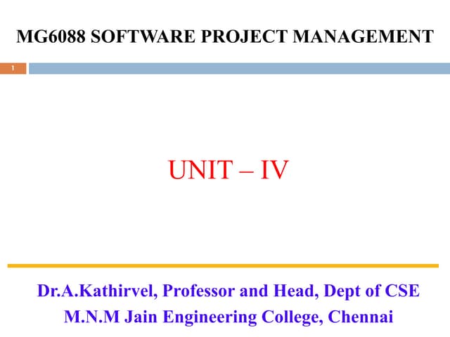 MG6088 SOFTWARE PROJECT MANAGEMENT