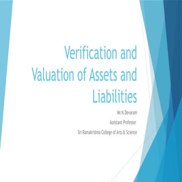 VERIFICATION AND VALUATION OF ASSETS AND LIABILITIES