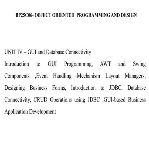 Comprehensive Guide to Java GUI Programming and JDBC Database ...