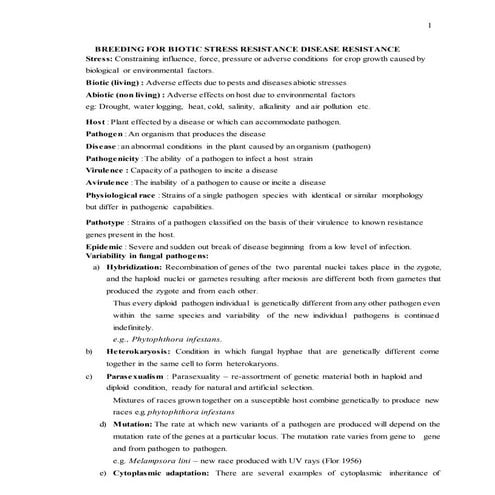 breeding for biotic, abiotic stress ,yield, stability and adaptation traits