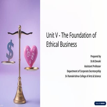 Unit IV - Business Ethics - Genesis - Principles