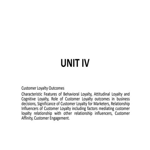 consumer behaviour- Unit IV