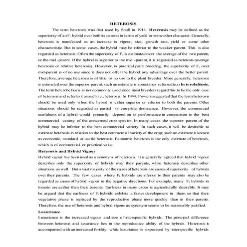   heterosis, synthetis and composites 