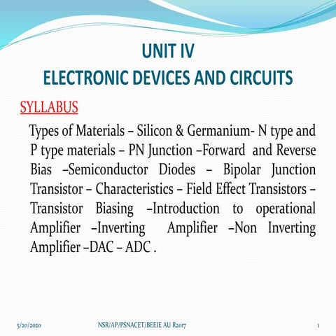 Unit iv electronic devices and circuits