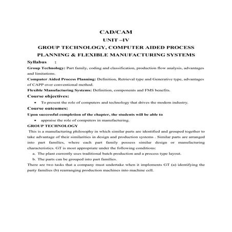 Unit IV Learning Material.pdf GROUP TECHNOLOGY