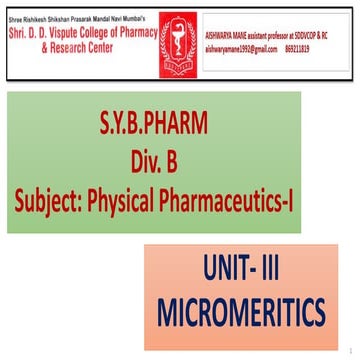 Unit IV Micromeretics