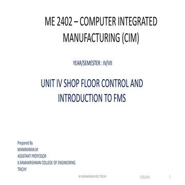 Unit iv Shop floor control and FMS