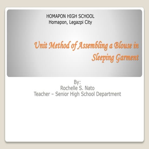 Unit method of Assembling  Garment part