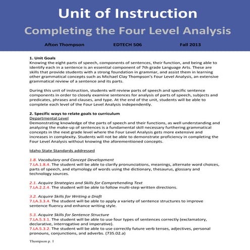 Unit of instruction