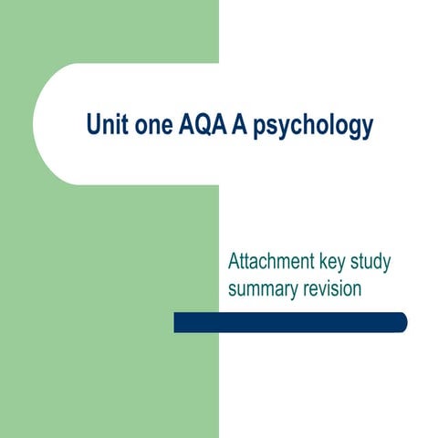 Unit one AQA A Psychology Attachmet Key Studies to know