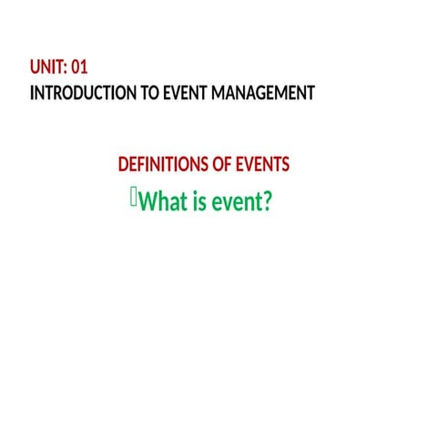 UNIT ONE Event.proposal event ppt for tourism depmt