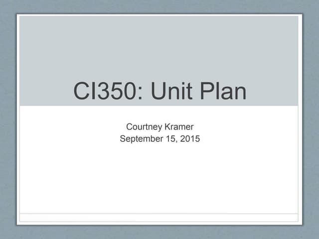 Unit plan