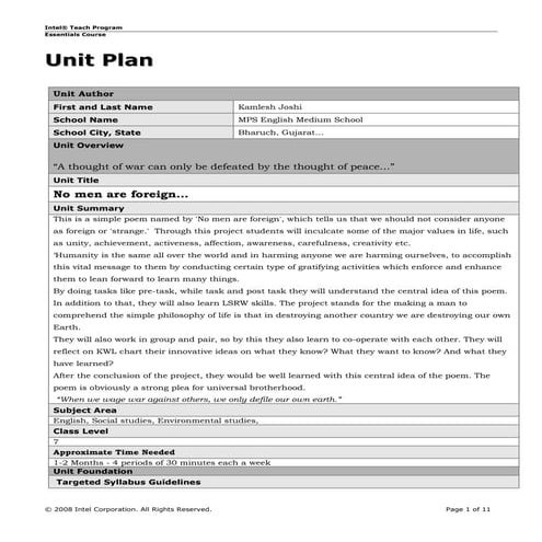 Unit plan   no man are foreign