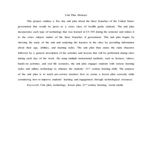 Unit plan abstract