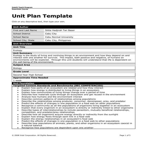 Unit plan sittie
