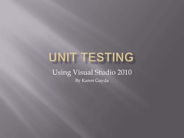 .Net Unit Testing with Visual Studi...