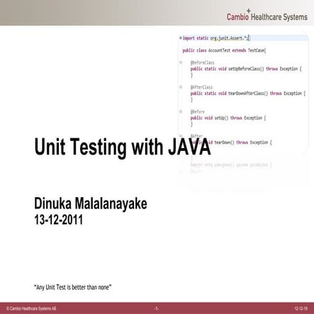 Unit testing with java | PPT