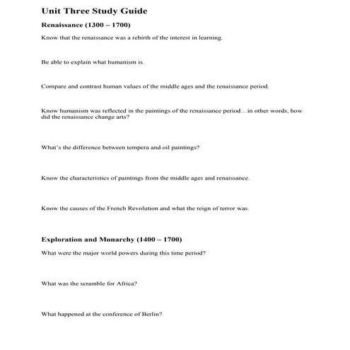 Unit two study guide
