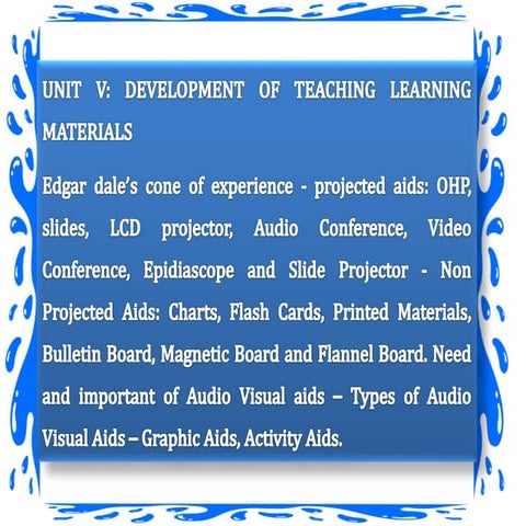 DEVELOPMENT OF TEACHING LEARNING MATERIALS