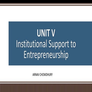 Institutional Support to Entrepreneurship