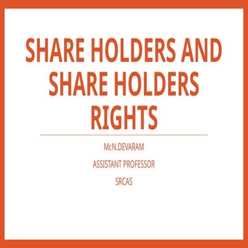 Shareholders and Shareholders Rights & Liabilities | PPTX