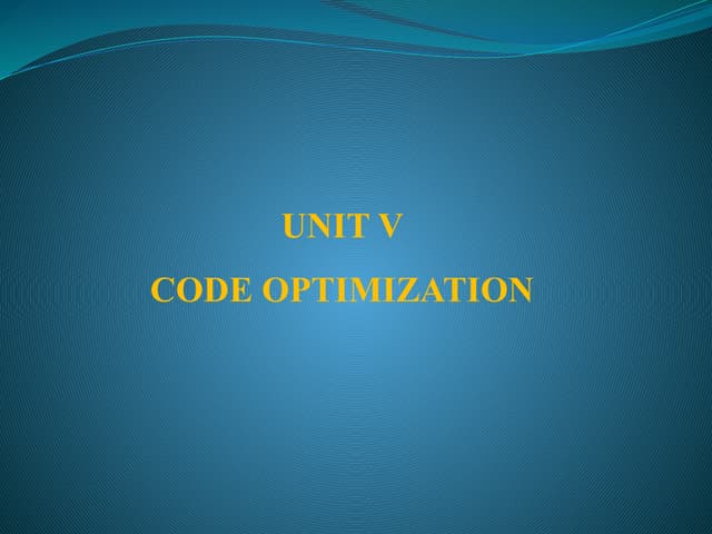 UNIT V - Compiler Design notes power point presentation