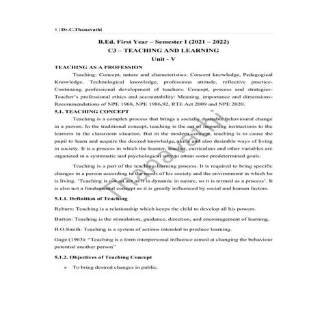 Unit v teaching as a profession