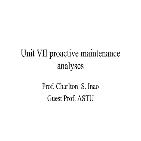 Unit v11 proactive maintenance analysis
