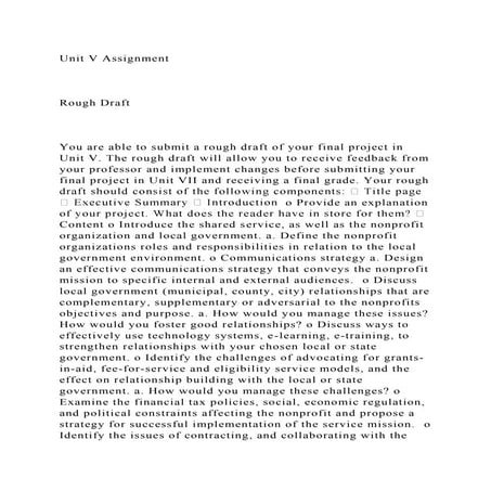 Unit V Assignment Rough Draft You are able to submit.docx