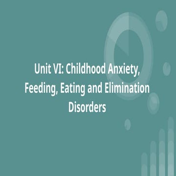 Separation Anxiety And Eating Disorders Reference: Childhood Anxiety Feeding Eating And Elimination Disorders Pptx