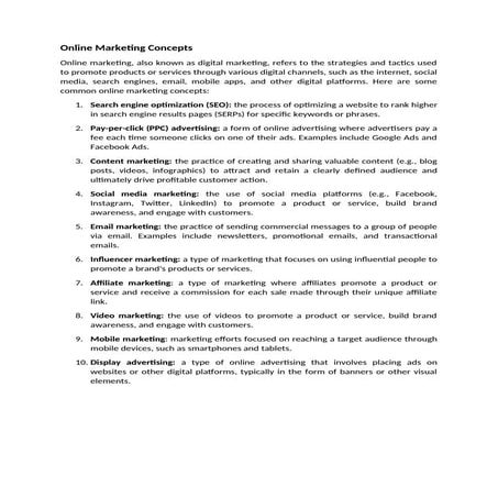 Online Marketing & E-Business Strategies