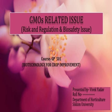 Issues on GMO crops  Eyhical and Medical