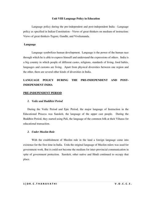 Role and importance of language in the curriculum | PDF