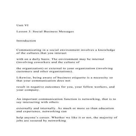 Unit VI Lesson 3 Social Business Messages Introduct.docx
