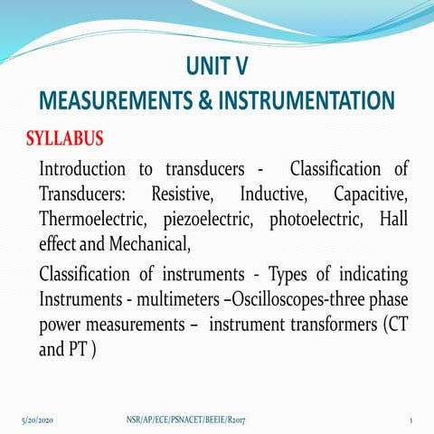 Unit v measurements and instrumentation