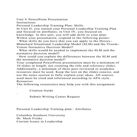 Unit V PowerPoint PresentationInstructionsPersonal Leadership .docx
