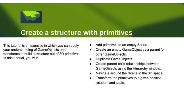 Unity - Create a structure with primitives