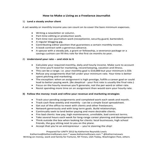 Unity 2012 freelance success handout