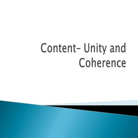 Unity and coherence