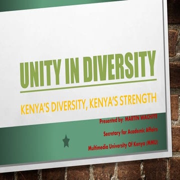 Unity in diversity
