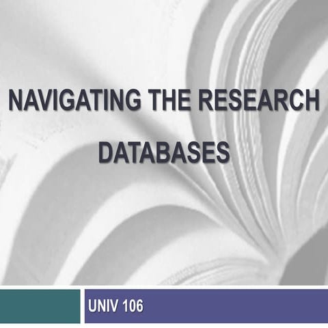 UNIV 106: Searching Databases