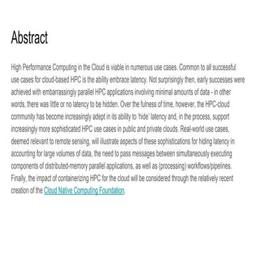 High Performance Computing in the Cloud? | PDF