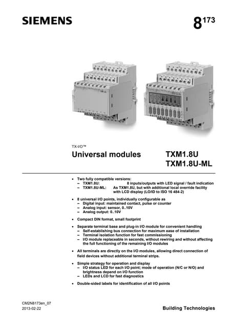 Universal modules TXM1.8x Siemens