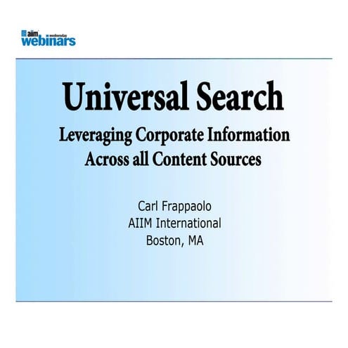 Universal Search webinar