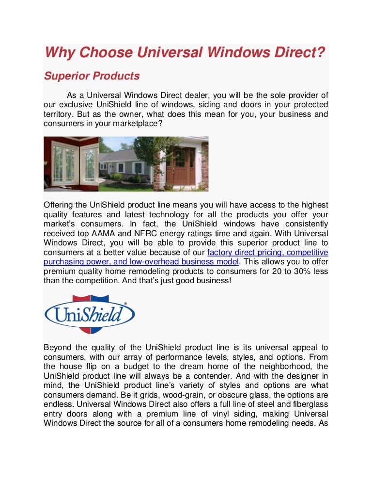 Universal Windows Direct Why Choose Universal Windows Direct