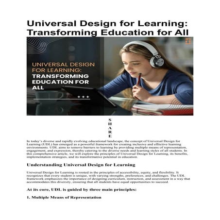 Universal Design for Learning: Transforming Education for All