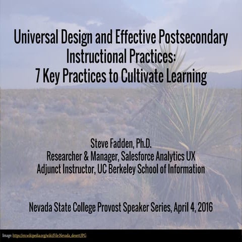 Universal design and effective postsecondary instructional practices