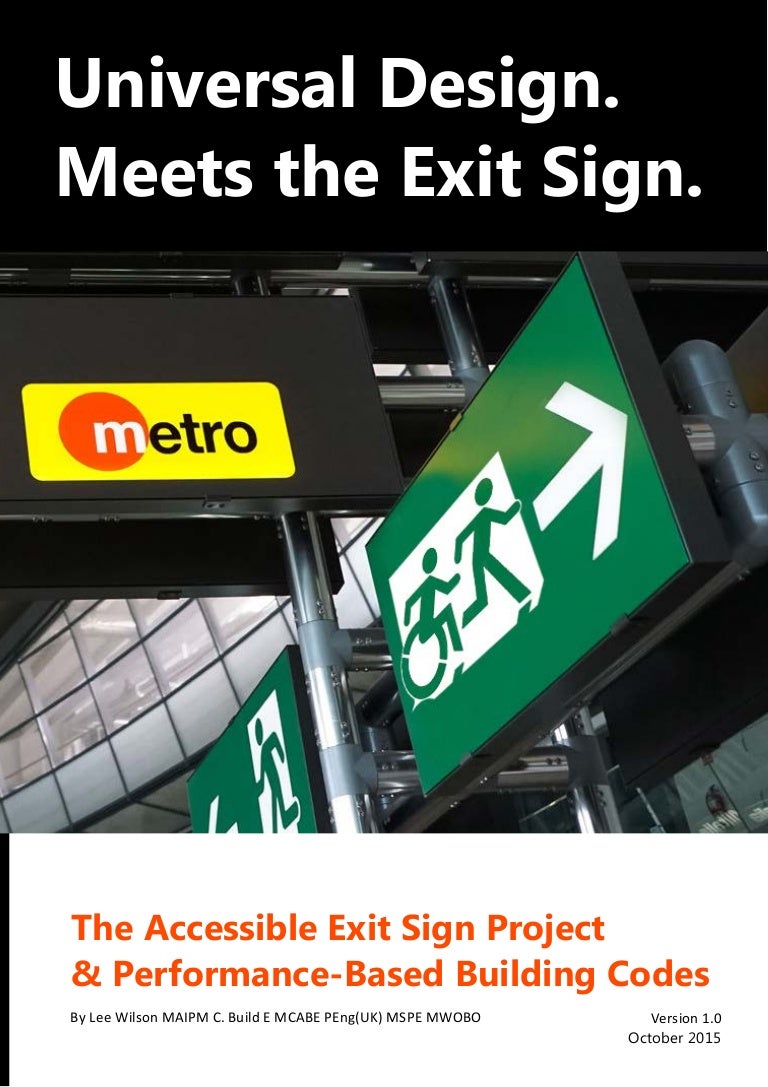 Universal Design Meets The Exit Sign White Paper By Lee Wilson Versio Universal Design Meets The Exit Sign White Paper By Lee Wilson Versio