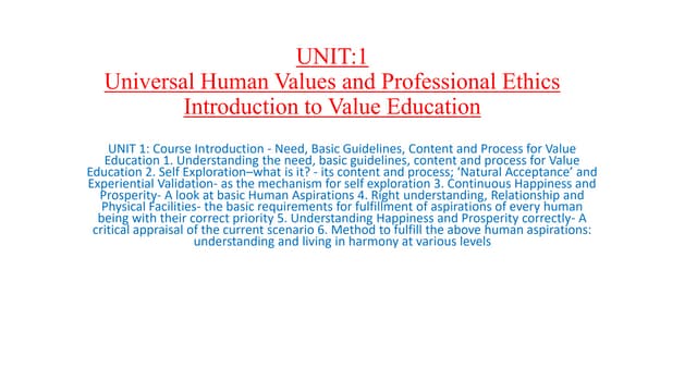 Universal Human Values All 5 Unit Notes.pdf