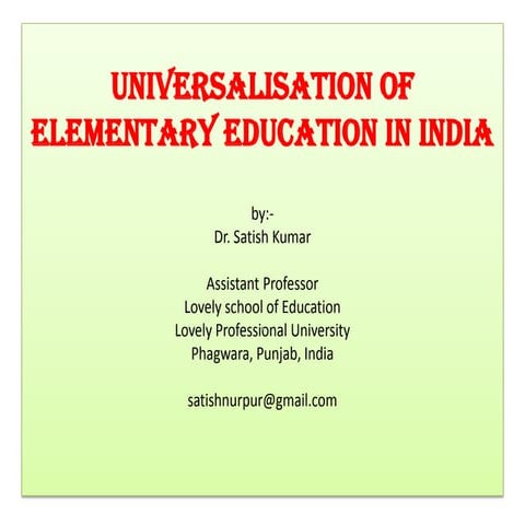 Universalisation  of education in India 